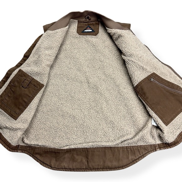 Ridgecut Toughwear Men's Hunting Vest Sherpa Lined Canvas Duck Brown Size Large - Picture 10 of 14